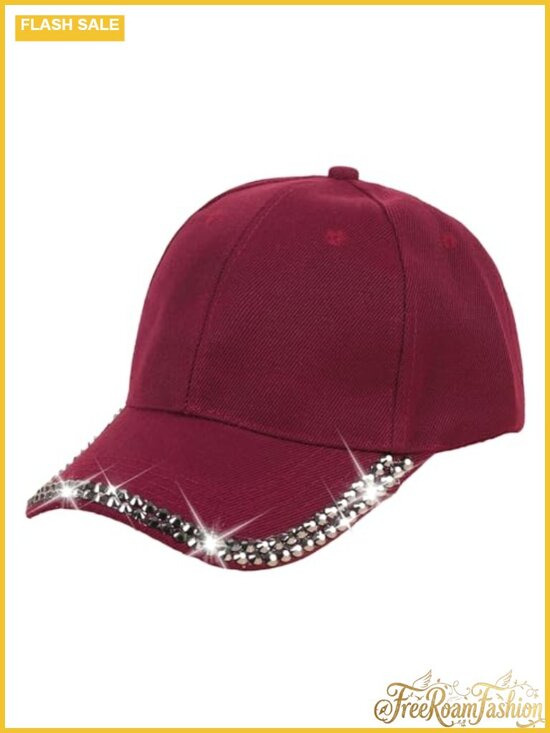 Accessories - Rhinestone Baseball Cap Bling Adjustable Cotton Sun Hat for Women